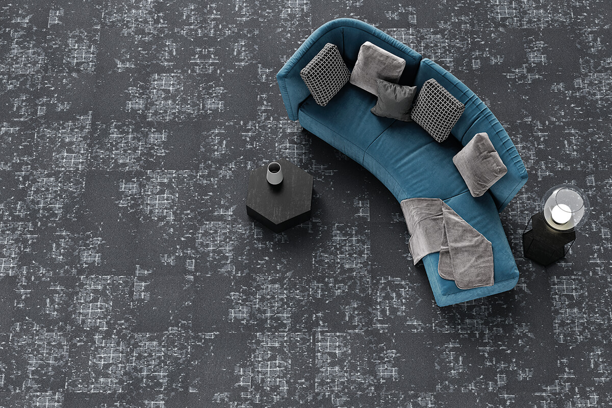 Ковровая плитка Associated Weavers Macro Tile цвет 94 Cloud Break 500×500×6 фото в интерьере